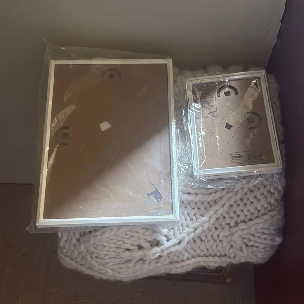 IKEA White and Brown Picture Frame Set